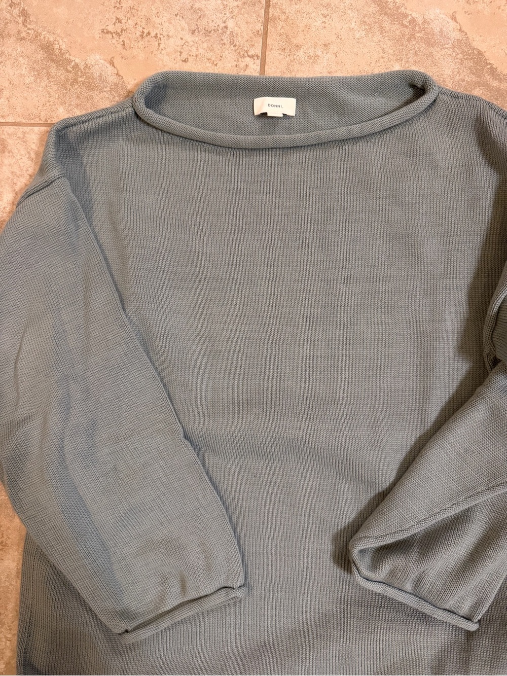DONNI. The Cotton Knit Boat Neck Sweater in Sage NWOT - Picture 4 of 4